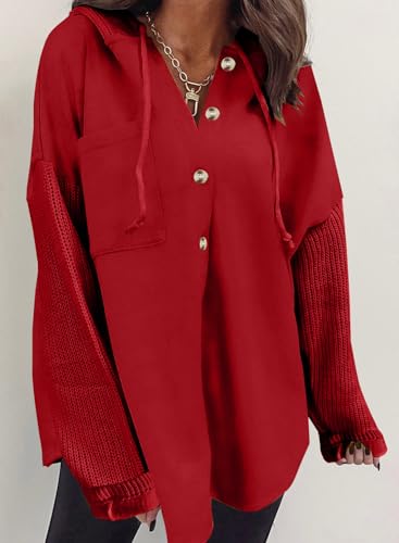 Image of SHEWIN Women Oversized Hooded Sweatshirt Loose Fit Casual Button Hoodies with Pocket 2026
