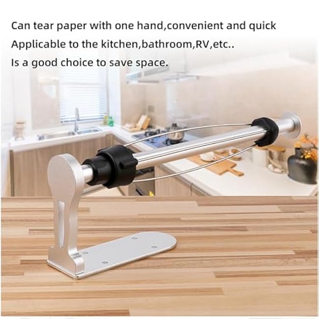 Wall Mount Paper Towel Holder with Damping Function,Easy Tear Ratcheting Paper Towel Holder,Self-Adhesive or Drilled for Kitchen Bathroom,Stainless Steel(Silver)