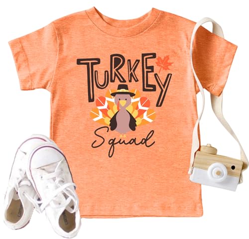 Thanksgiving Shirt Toddler Boys Girls Turkey Squad Graphic T-Shirt Fall Thankful Tee Tops - Main Image
