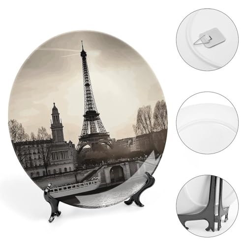 Plato decorativo de porcelana estilo Viaje París 7 pulgadas miniatura 4