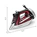 Rowenta Iron, Focus Excellence Stainless Steel Soleplate Steam Iron for Clothes, Retractable Cord, 400+ Microsteam Holes, Powerful steam, LED Display, 1750 W Ironing Clothes, Cordreel, Red DW5433