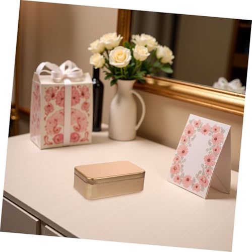 Boîte à bonbons rectangulaire dorée pour un buffet de mariage étincelant
