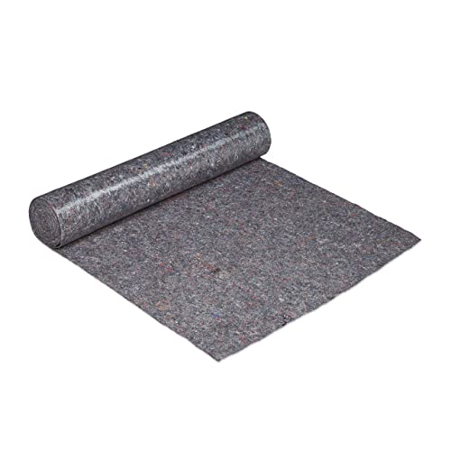 Relaxdays Couverture déménagement, 1x25 = 25 m, Rouleau Protection Sol 270 g/m² Tapis travaux Peinture, Gris