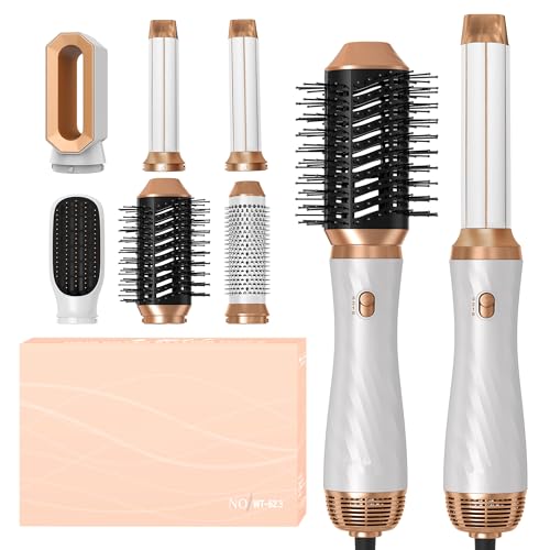 Airstyler, OKWRAP Hair Styler Set 6 In 1 Mit Rundbürstenföhn Haarstyler Warmluftbürste Thermal Brush Airflow Lockenstab Automatisch, Volumen Föhnbürste,Für Glätten, Trocknen, Volumen, Locken
