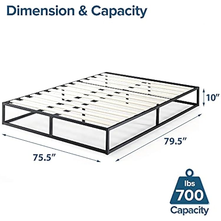 Modern Studio 10 Inch Platforma Low Profile Bed Frame/Mattress Foundation/Boxspring Optional/Wood slat support, King (OLB-MBBF-10K), Black