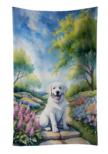 Caroline's Treasures Kuvasz Spring Path Kitchen Towel Dish Cloths Guest Hand Towel Decorative Bathroom Towel for Face,Tea, Dishcloth, Kitchen and Bath