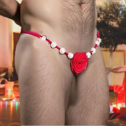 Image of Women's Pearl T Back G String Embroidery Rose Flowers Beaded Thong Panty Underwear Sexy Micro Underpant Christmas