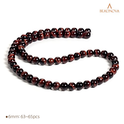 image for BEADNOVA 6mm Red Tiger Eye Gemstone Round Loose Beads for Jewelry Maki