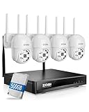 ZOSI 8CH 2K Wired WiFi Home Security Camera System, 4 x C289 3MP 2K Pan/Tilt WiFi Camera Outdoor, Auto Tracking, Color Night Vision, AI Human Detection, Spotlight Siren Alarm, Two-Way Audio, 500GB HDD