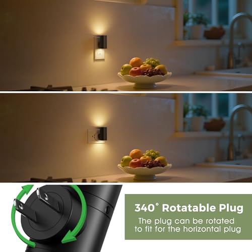 Image of L LOHAS LED Night Light, Mini Night Lights Plug into Wall, Light Sensor, 2 Level Brightness, Soft White 3000K, Rotating Nightlight Plug in Wall for Adult Kids Hallway Bedroom Bathroom Stairway, 1 Pack