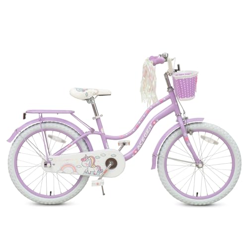 Image of Bixike Princess Style Girls Bike with Basket for 2-13 Years Old Kids and Toddlers, 12 14 16 18 Inch Bicycle for Children with Training Wheels and Streamers, 20 Inch with Kickstand, Multiple Colors