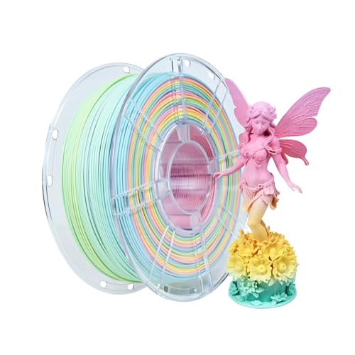 Image of iBOSS Matte Rainbow 3D Printer PLA+ Filament 1.75 + /- 0.02mm, Matte Muticolor Filament PLA Plus 1KG(2.2LBS) Spool, Matte Macaron Rainbow Color Change Filament for Most FDM 3D Printer