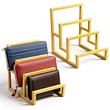 IANFAN 2 Pack Purse Organizer for Closet Display, 3 Layer Gold Wallet Display Riser Stand Clutch Purse Organizer Metal Wallet Rack for Handbag Home Retail Boutique Store Supplies