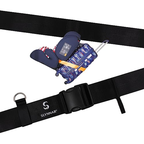 Image of Slynnar Car Seat Travel Belt, Car Seat Luggage Strap to Suitcase for Airport, Black