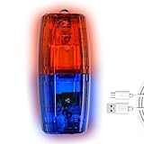 警告ストロボショルダーライト、LED ショルダーライトパトロール点滅灯交通パトロール用 USB 充電式 IP65 防水 ABS 素材 三角型赤青灯 600mAh 充電式リチウム電池 USB ケーブル付き 物件警備 環境衛生夜間作業 夜走り安全に適用​