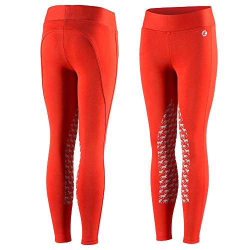 HORZE Kid's Active Knee Patch Tights - Silicone Horse Grip