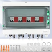 Warmfay Überspannungsschutz PV DC1000V Blitzschutz Leitungsschutzschalter 32A DC Trennschalter PV Anlage 4 String, IP65 Wasserdicht & UV-Beständig Solar Anschlusskasten 4 in 4 out