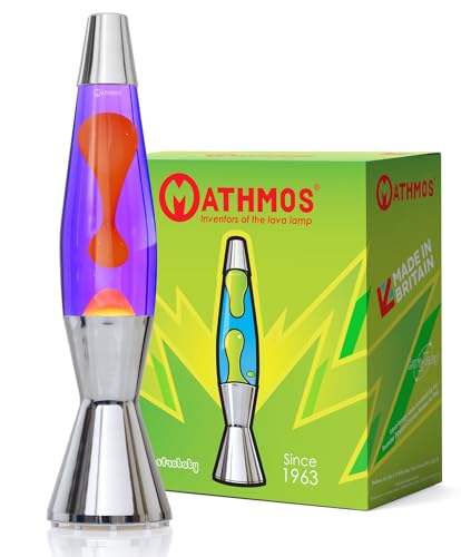 MATHMOS Lampe à lave Astro Baby Argent | Fabriquée en Grande-Bretagne depuis 1964 | Lampe à lave Violet/Orange| Formule unique de lampe à lave | Conforme aux normes de sécurité les plus strictes