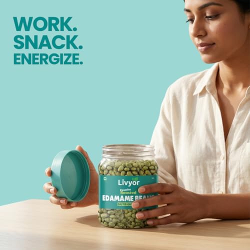 Image of Livyor Crunch Roasted Edamame Beans - 500g | Salted Original Flavour | Roasted not fried | Plant based healthy snack | High Protein Snack | Gluten Free | Vegan | High In fibre