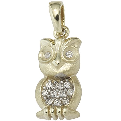 Preisvergleich Produktbild Jobo Damen Anhänger Eule 333 Gold Gelbgold mattiert mit Zirkonia Goldanhänger