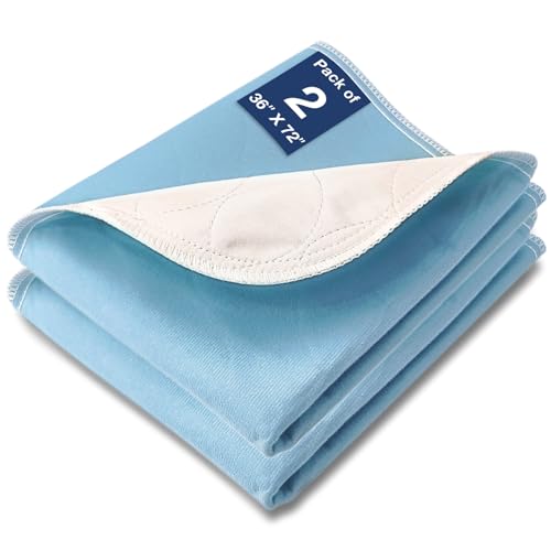 Image of Washable Waterproof Extra Large Bed Pads, 72 inch x 36 inch (2 Pack) Incontinence Bed Pads, Waterproof Mattress Protector & Washable Pee Pads, Perfect for Adults, The Elderly and Pets