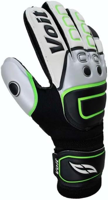 Voit Professional Soccer Goalkeeper Gloves, Silver/Black, Performance Latex Palm with Finger Support, Size 9