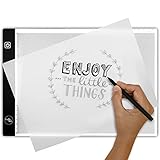 Crafts & Co® Leuchtplatte DIN A4 | Dimmbarer Leuchttisch A4 | LED Light Pad A4 mit Einstellbare Helligkeit und USB | Diamond Painting, Zeichnen, Tattoo | Lightpad für Kinder & Erwachsene | Schwarz