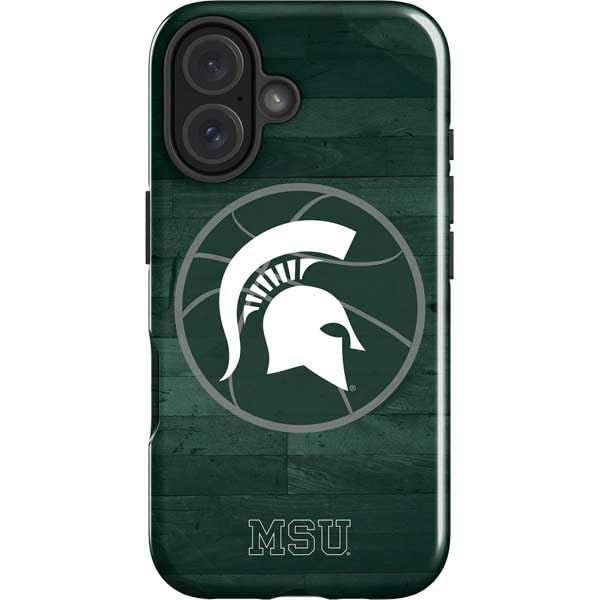 Skinit Impact Phone Case Compatible with iPhone 16 - Officially Licensed Michigan State University Basketball Courtside Design