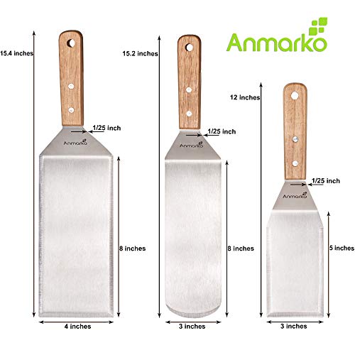 Professional Spatula Set - Stainless Steel Pancake Turner and Griddle Scraper 4x8 inch Oversized Hamburger Turner Great for Griddle BBQ Grill and Flat Top Cooking - Commercial Quality
