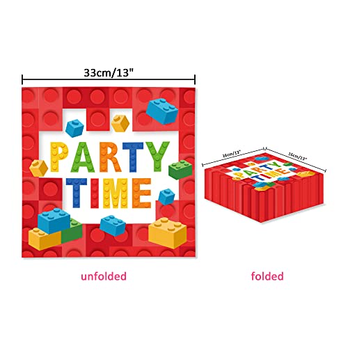 40Pcs Building Blocks Themed Paper Napkins Toy Brick Dinner Paper Napkin Set Disposable For Birthday Party Supplies Tableware Decoration #TOP1