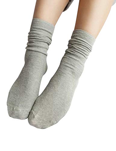 Jueshanzj Women's Thick Cotton Casual Crew Socks One Size Light Grey