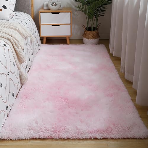 Tapis de salon moderne 140x270 cm rose lavable et antidérapant - 3