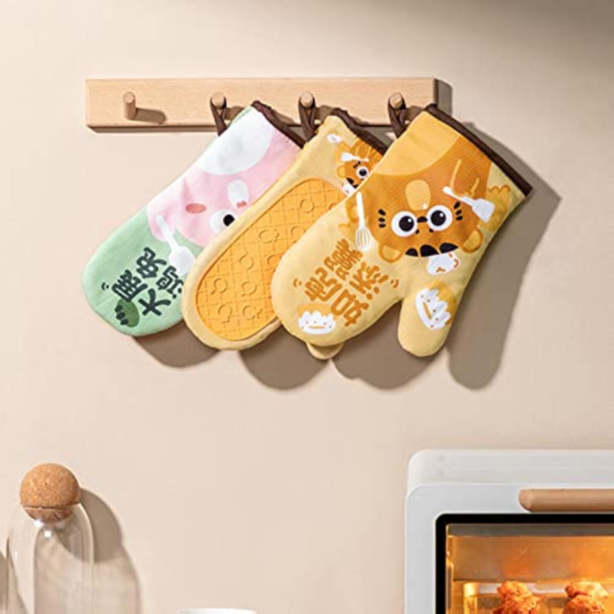 Washable Silicone Oven Mitts with Lanyard, Baking Essential