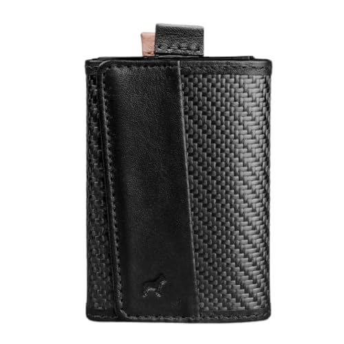 Image of The Frenchie Co. - Speed Wallet Mini - Ultra-Slim RFID Card Holder - Minimalist Front Pocket Wallet for Men & Women - Carbon Fiber & Full-Grain Italian Leather