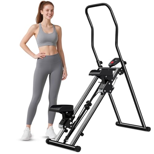 Stair Stepper für Zuhause: Stairmaster für Zuhause | treppensteiger fitnessgerät | Kompakt Faltbarer Cardio Stepper Fitness - Verstellbaren Lenkern/Pedalen & LCD-Display (A)