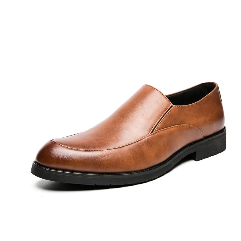 Men's Pointed-Toe Business Oxfords, Slip-on Dress Shoes, Rubber Sole Anti-Slip and wear-Resistant, Wedding, Walking, Driving, Casual