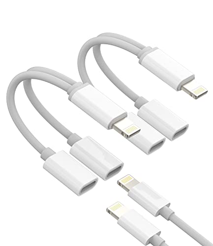 iPhone Headphone Adapter(2Pack)dual Lightning Splitter Dongle Audio Charging Jack 2 in 1 Adaptador Para Charger Aux Cable Connector MFI Certified for 14 13 12 11 Pro Max 7 8 Plus X Xs Xr Se Ipad