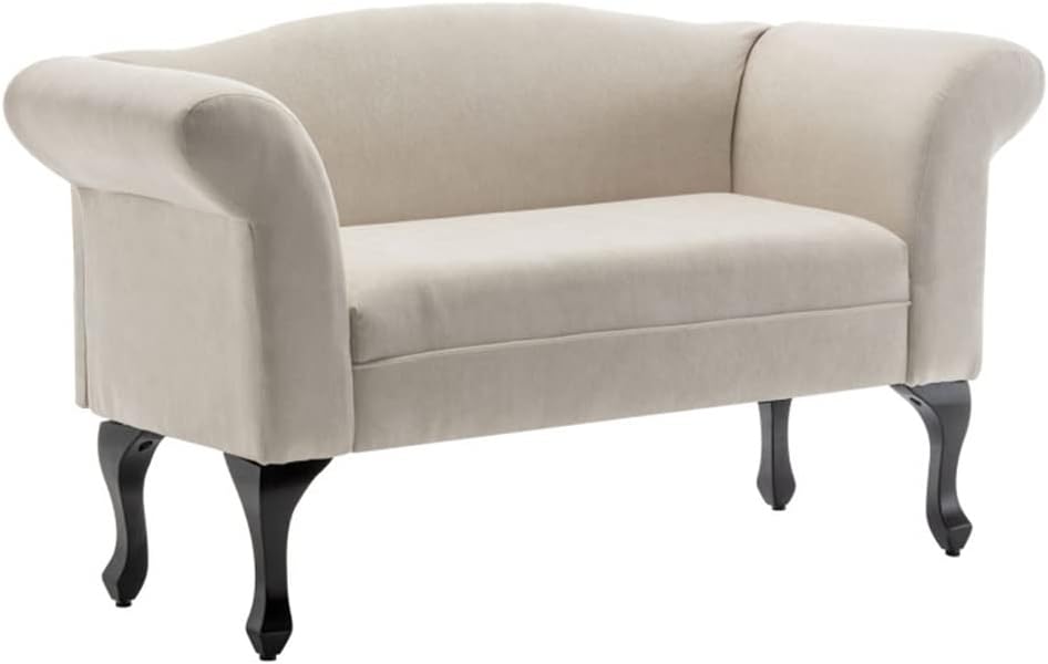 Couch Lounge Bed with Wooden Legs, Upholstered Linen Fabric Loveseat Sofa & Armrest Chair for Bedroom