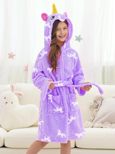 Image of Doctor Unicorn Soft Unicorn Hooded Bathrobe Sleepwear - Unicorn Gifts for Girls