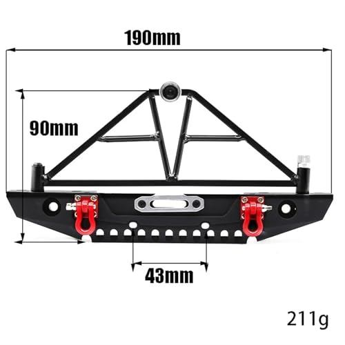 Lámpara coche RC y defensa trasera de metal premium compatible con Axial SCX10 6