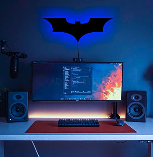 Image of AD INFINITUM LED Wall Lamp, Comic Lover, Bat Cave, Night Lamp, for Gift, Kids Room, Gaming Setup, Gaming Room, Man Cave (Dark Knight Blue)