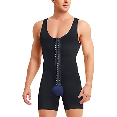 IFKODEI Herren Shapewear Bauchkontrolle Bodysuit Taille Trainer Ganzkörperformer Fajas Kompressionsshirts Shorts Slim Bauch, Schwarz, X-Small / Small Cover