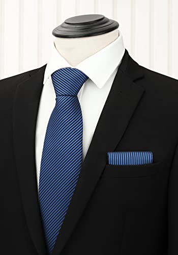 Hisdern Lot 3 Pcs Ties For Men Business Ties And Pocket Square Sets With Gift Box Classic Silk Tie Collection & Handkerchief #TOP2