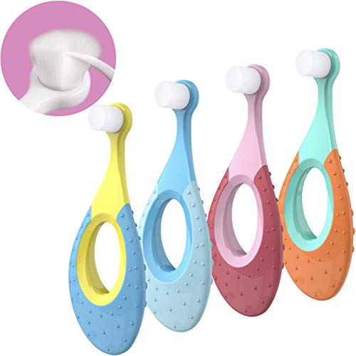 Papablic Baby Toothbrush, Training Toothbrush for Ages 0-2 Years | Infant Toothbrush with 10000 Ultra Soft Bristle, BPA Free, 4 Pack