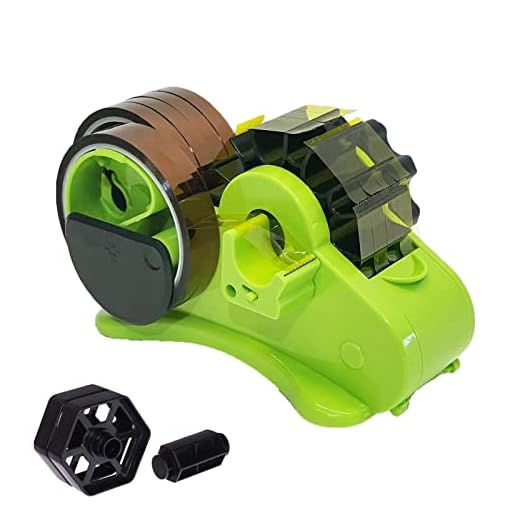 Green Multi-Roll Heat Tape Dispenser Sublimation 1" and 3"Core Double Reel Cores Sublimation for Heat Transfer Tape, Semi-Automatic Tape Dispenser with Compartment Slots