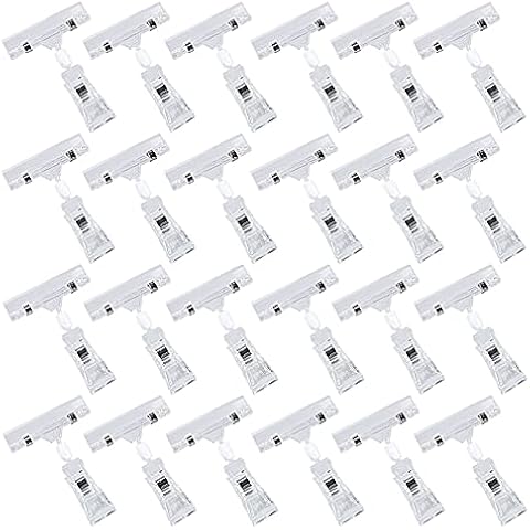 Mlici Sign Clip Holder for Display, 26 Pieces Merchandise Clothing Rack Signs for Retail, Clip on Clear Sign Holder for Label, Basket, Business Cards Cover