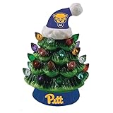 4' LED Ceramic Christmas Tree Ornament with Team Santa Hat, University of Pittsburgh