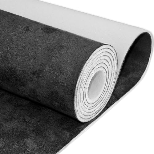 Black Suede Headliner Fabric with Foam Backing - 54 x 60 Durable & Noise-Reducing by 3-6 dB Auto Roof Liner Replacement for Cars Trucks SUVs RVs Boats DIY Upholstery Projects
