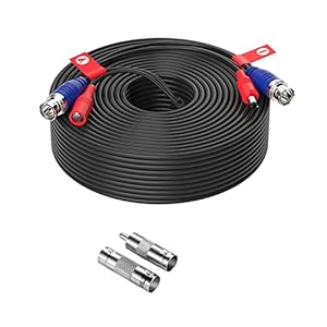 ZOSI 30 Meter BNC Videokabel Berlengkabel met BNC RCA Adapter voor CCTV Bewakingscamera Systeem, Zwart