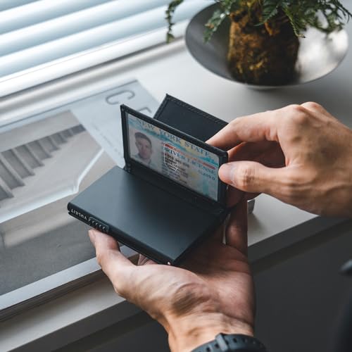 Image of VULKIT Card Holder Wallet with Double ID Windows RFID Blocking Pop Up Wallet Minimalist Design for 12 Cards